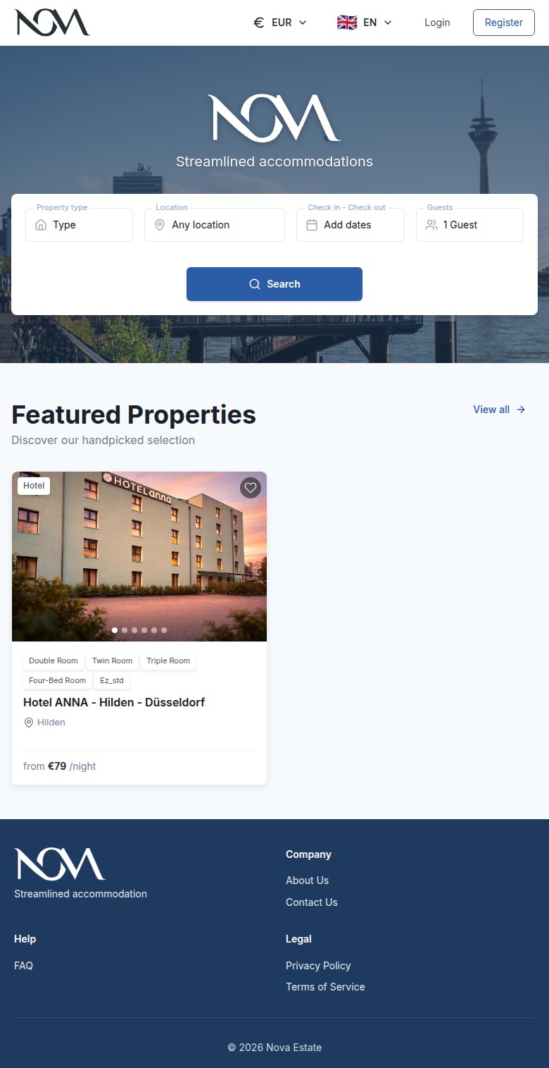 Nova Estate booking platform